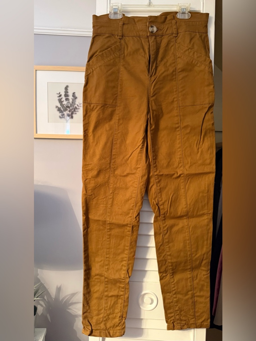 Dynamite Mustard Brown High-Rise Utility Pants